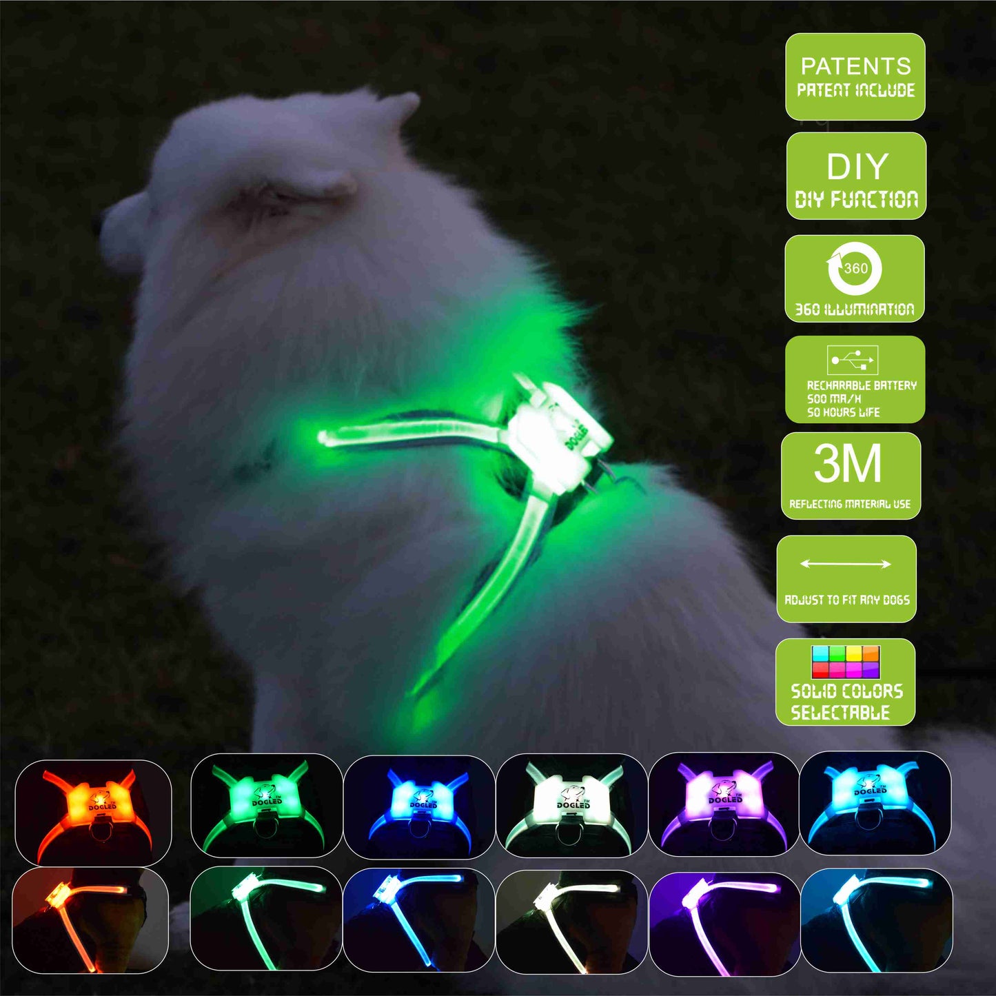 Led Pet Dog Luminous Collar Usb Rechargeable Silicone Collar Luminous