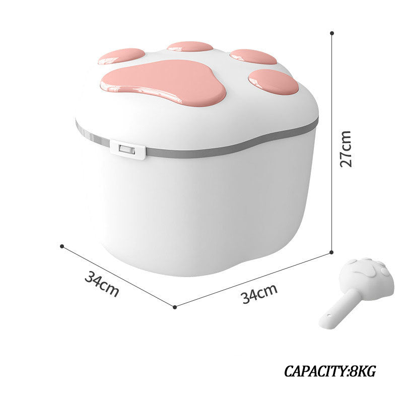 Dog Food Storage Container Claw Pet Grain Storage Bucket, Container With Cute