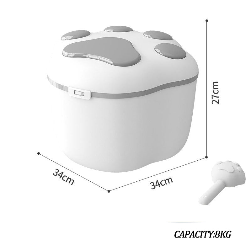 Dog Food Storage Container Claw Pet Grain Storage Bucket, Container With Cute