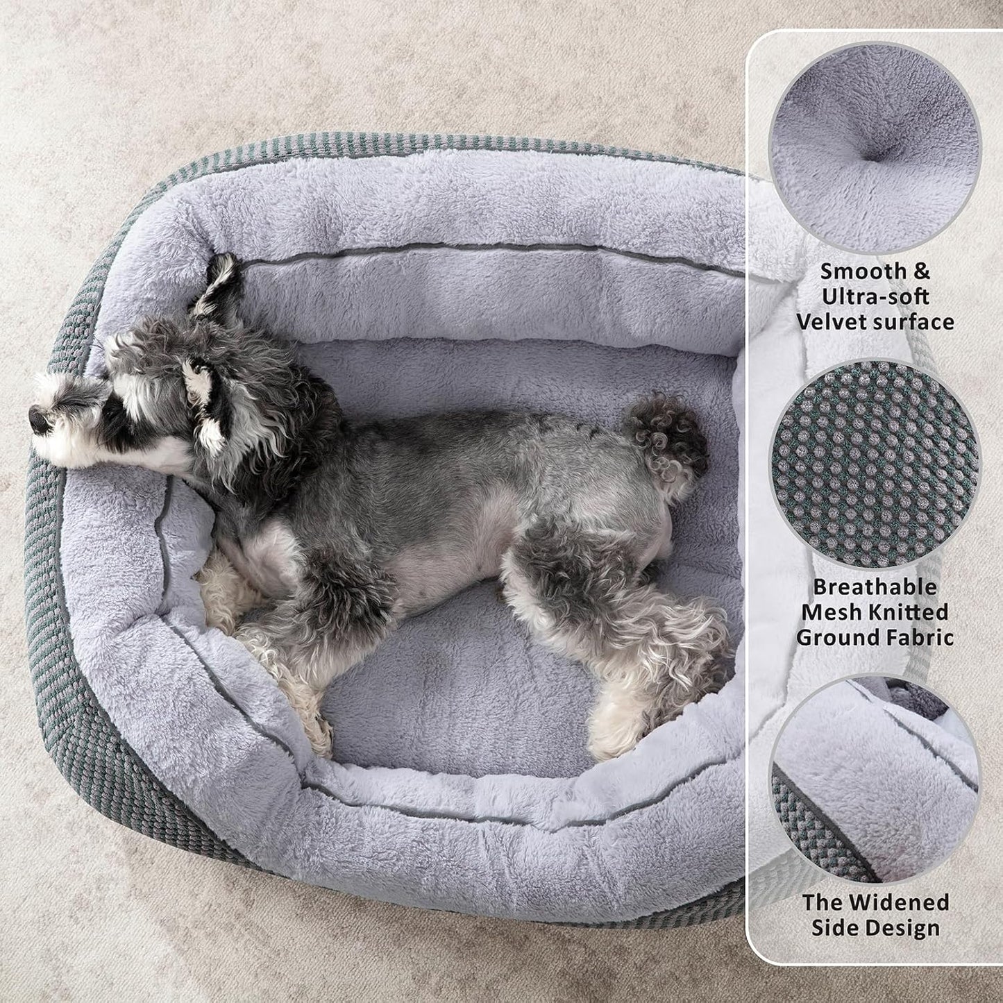 Calming Plush Dog Crate, Bed Washable Anti-Anxiety Mat