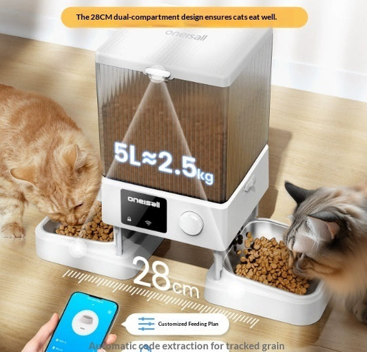 Smart Automatic Cat Feeder, Dual Bowl Timer Dispenser