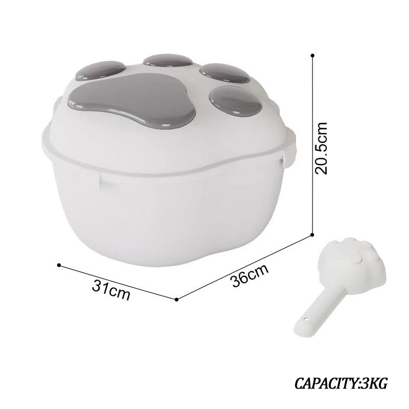 Dog Food Storage Container Claw Pet Grain Storage Bucket, Container With Cute