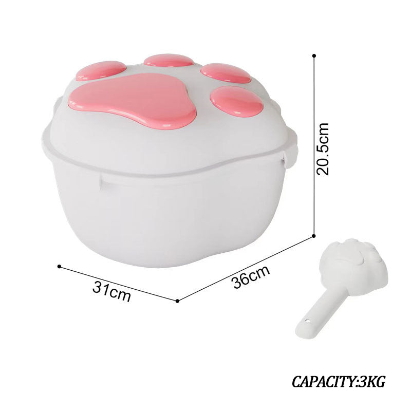 Dog Food Storage Container Claw Pet Grain Storage Bucket, Container With Cute