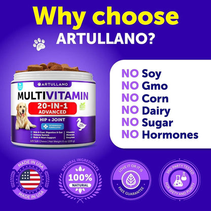 Dog Multivitamin Chewable With Glucosamine 20 In 1 Dog Vitamins And Supplements